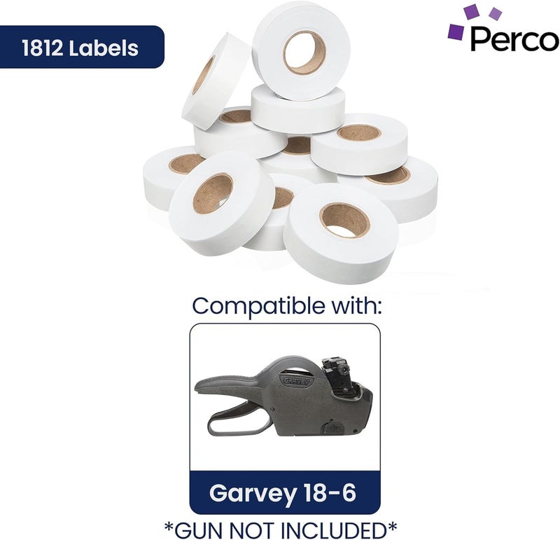 Perco 1812 White Pricing Labels for Garvey 18-6 One Line Price Gun, 11 Rolls - 14,000 - Image 2
