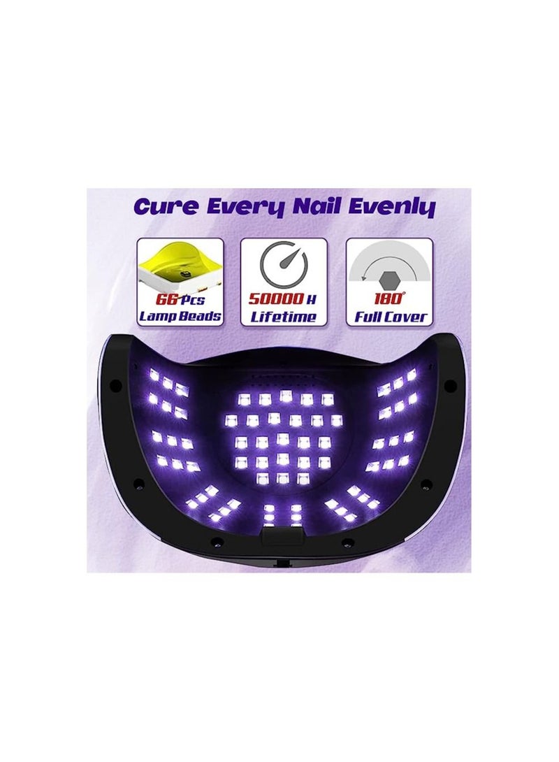 ORiTi UV LED Nail Lamp 220W Professional Nail Dryer UV Light for Nails with 66 Beads, UV Light for Nails Gel Polish, Auto Sensor 4 Timer Setting Portable Nail Art Tools for Fingernail Toenail  - Image 3