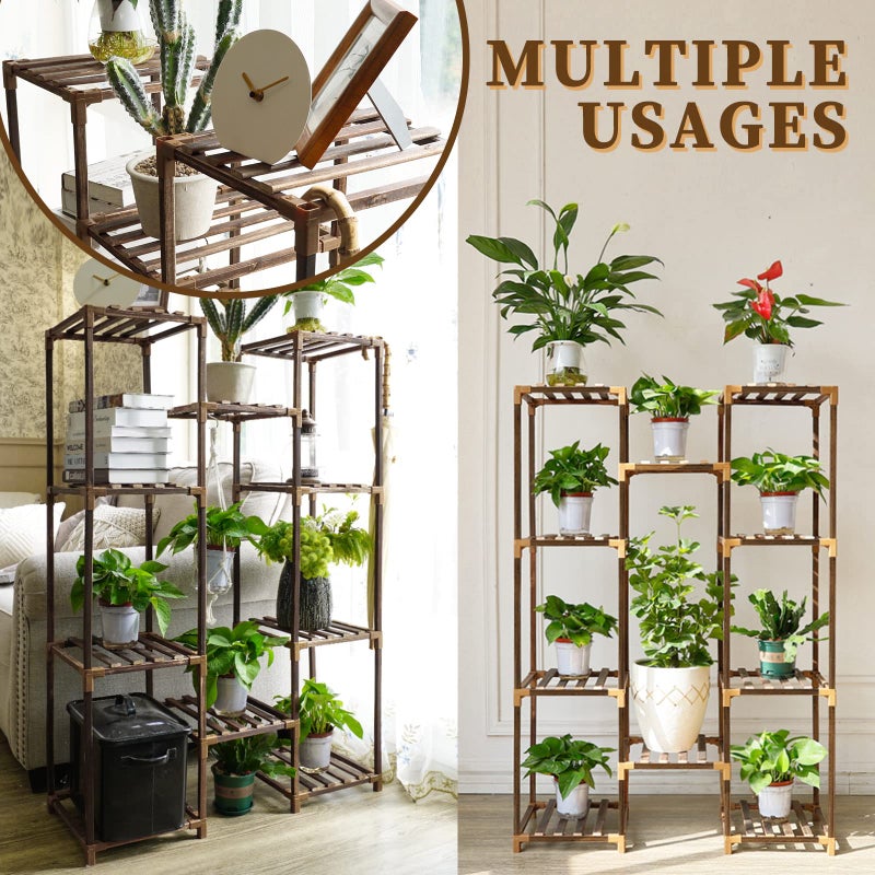 Uneedem Plant Stand Indoor Outdoor, Tall Plant Shelf for Multiple Plants, 10 tiers 11 Pot Large Plants Holder Rack Wood Plant Shelves for Room Corner Balcony Garden Patio - Image 4