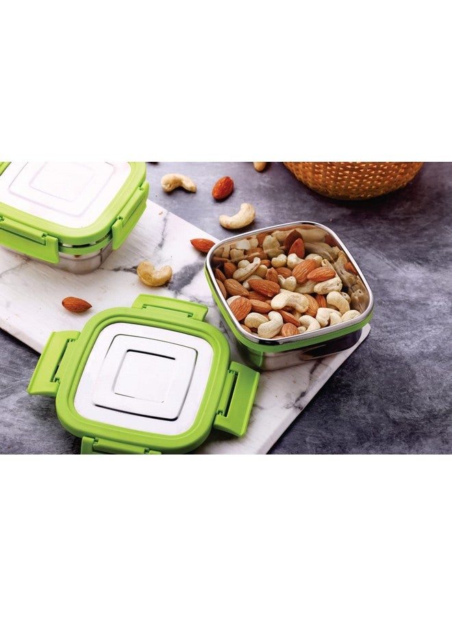 Ganesh Solo Sqaure Stainless Steel Container/Dabba with 4 Side Clip Lock Lid for Office & School Use/Food Grade/Air Tight/Easy to Carry/Leak Proof (350 ml, Assorted) - Image 2