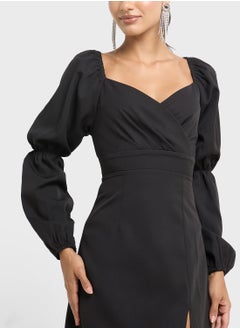 Ginger Ruched Sleeves V Neck Mini Dress  - Image 3