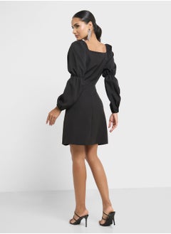 Ginger Ruched Sleeves V Neck Mini Dress  - Image 2