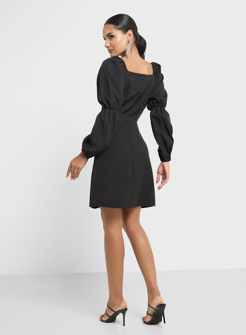 جينجر فستان قصير بأكمام منفوشة - Image 2