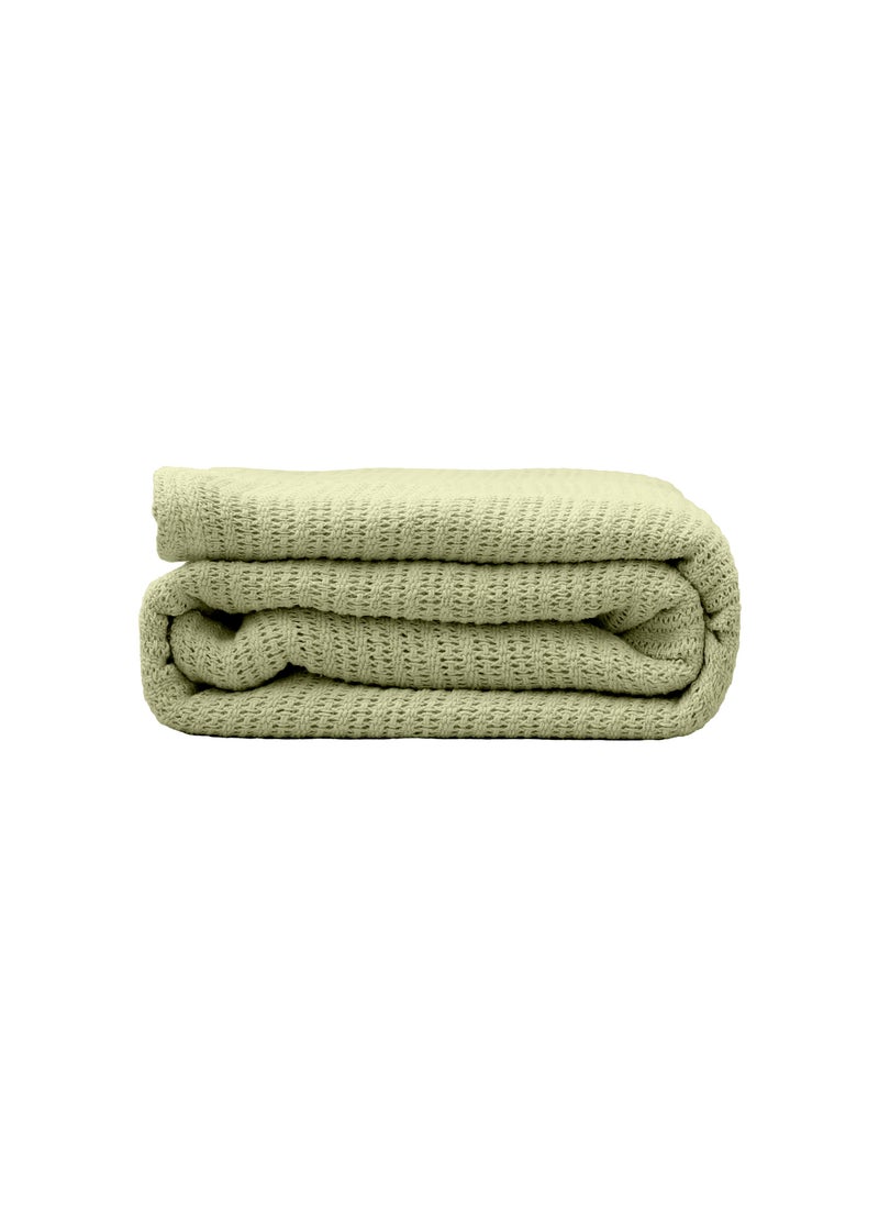 GOODNIGHT Premium Organic Cotton Hypoallergenic Soft Warm and Cozy Breathable Thermal Blanket 180 X 240 for All Seasons Green  - Image 1