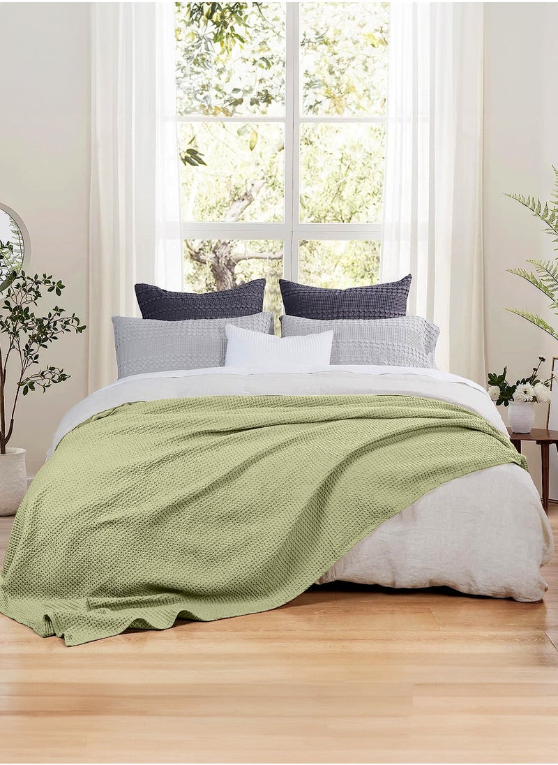 GOODNIGHT Premium Organic Cotton Hypoallergenic Soft Warm and Cozy Breathable Thermal Blanket 180 X 240 for All Seasons Green  - Image 2
