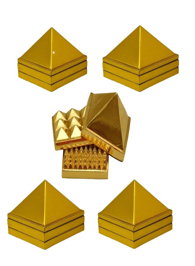 Achleshwar Golden Three Layer Vastu Metal Pyramid (5 Pcs) for Vastu and Feng Shui.|Set of 3 : 91 Pyramids in Total||Golden||Zinc Metal|(1.5" X 1.5" Inch);Ach252 - Image 1