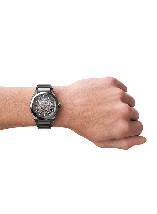 FOSSIL Men Everett Round Shape Stainless Steel Automatic Wrist Watch ME3206 - 42 mm - Grey - Image 5
