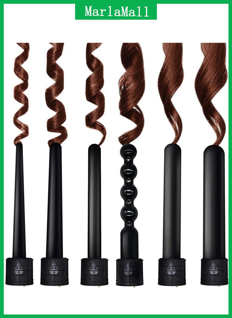 مارلا مول 6 في 1 تجعيد الشعر عصا تناسب النساء ارتداء القفازات الواقية من الحرارة السوداء - Image 4