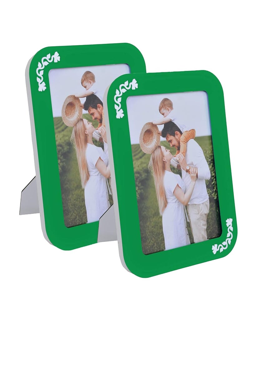 Keshav Craft Tech Wooden Wall Table Top Photo Frame Photo Size 5X7 Set of 2