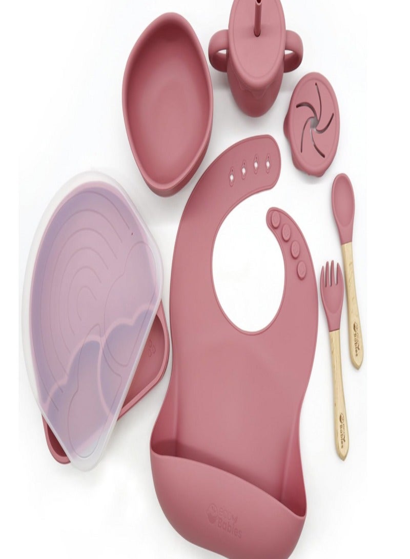 Hamleys 11r Pcs Silicone Baby Feeding Set, Baby Led Weaning Set, Feeding Supplies for Toddlers New Born Baby Gift Set, Suction Silicone Baby Plate with Divider,Baby Feeder,Bib,Spoon - Image 1