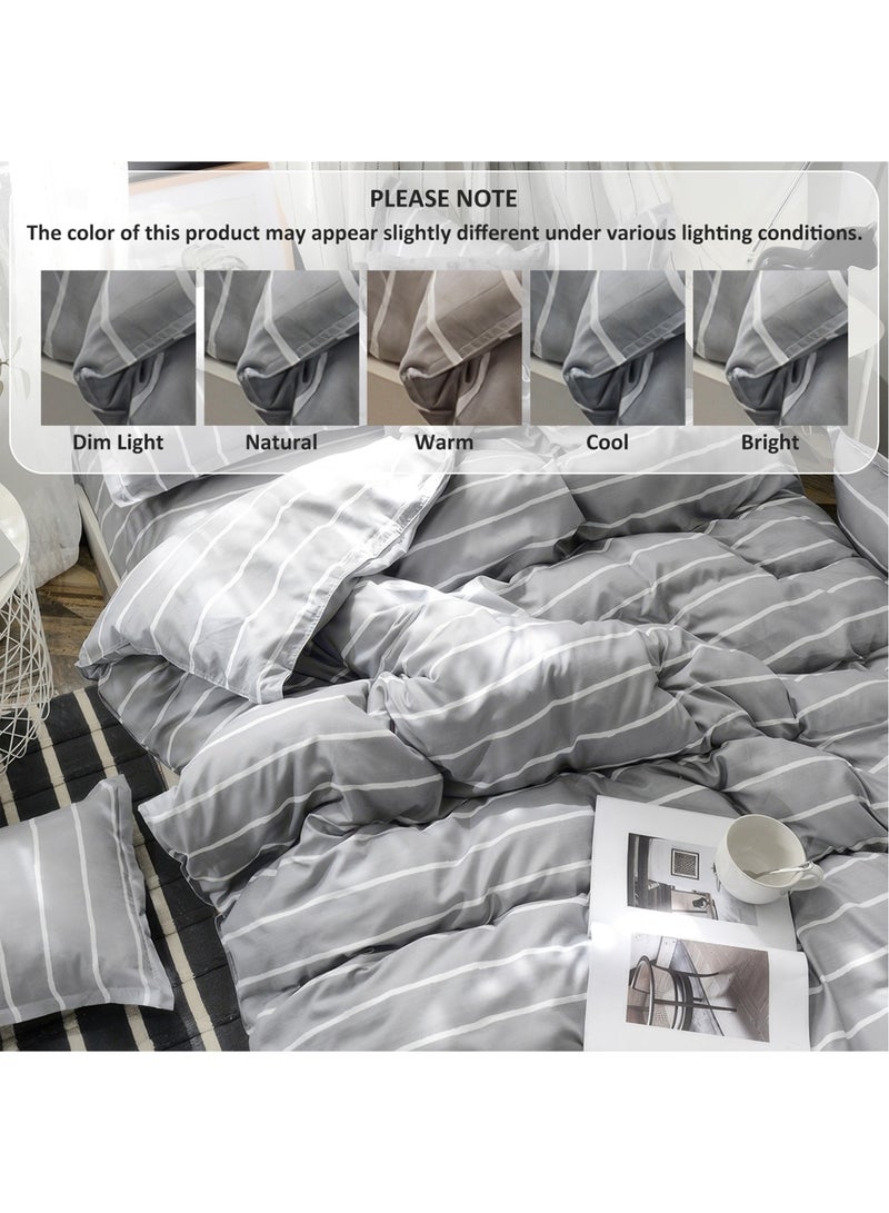زيريفام طقم غطاء لحاف من 4 قطع، طقم غطاء لحاف من الألياف الدقيقة فائقة النعومة مع سحاب إغلاق، طقم فراش قطني مع غطائين للوسائد (200 × 230 سم) - Image 3