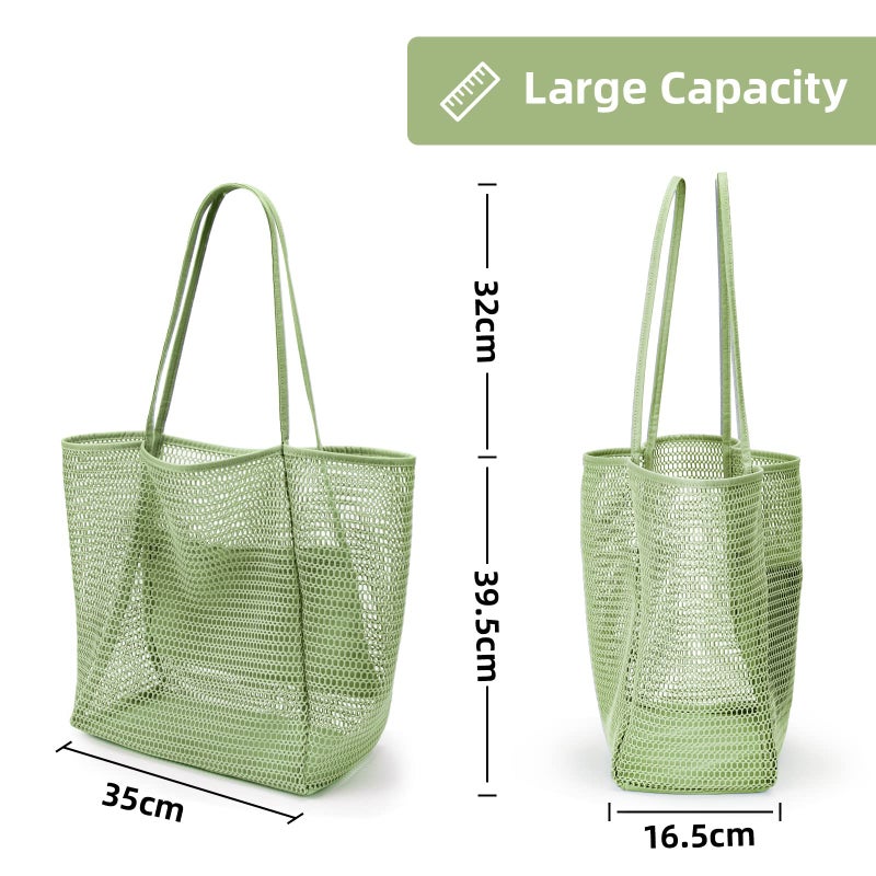 KALIDI Beach Mesh Tote Bag, Casual Tote Bag Hobo Women Foldable MAX 23L Shoulder Grocery Bag For Beach Picnic Vacation - Image 5