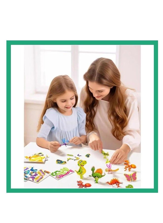 4 Set Educational 3D Cartoon Puzzle, 3D Cartoon Puzzles, Animals, dinosaurs, airplanes, insects 3D puzzles, Good Gifts for Boys  Girls - Image 2