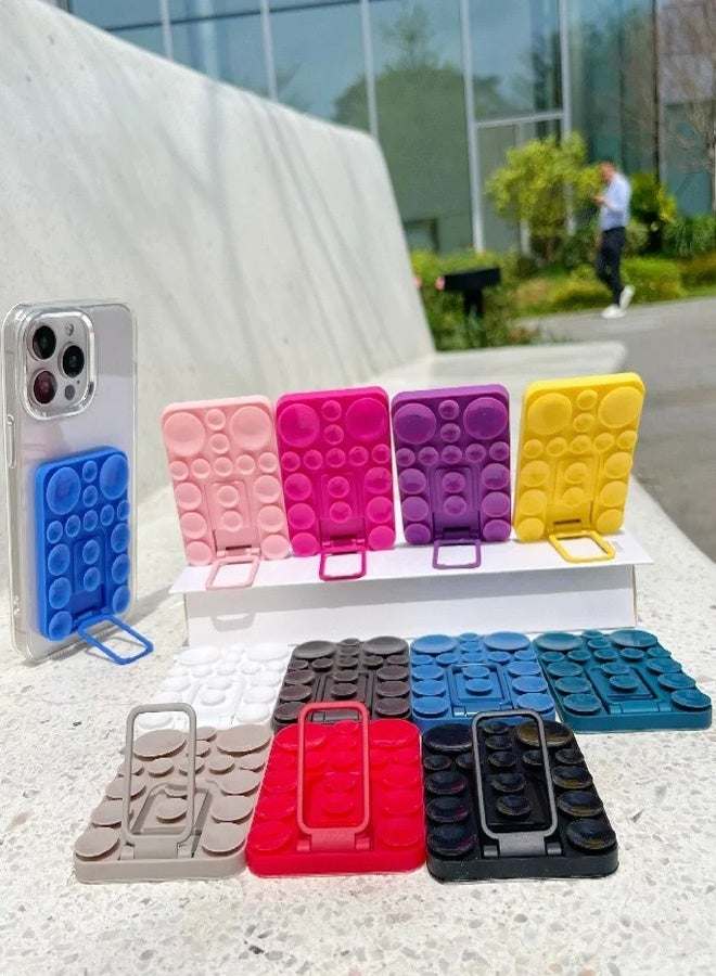 Silicone Suction Cup Phone Case Mount, Phone Accessories Hands-Free Strong Grip Holder With Kickstand Foldable Desktop Bracket Phone Case Desk for Selfies and Videos, Silicon Phone Holder for iPhone and Android (Hot Pink) - Image 4