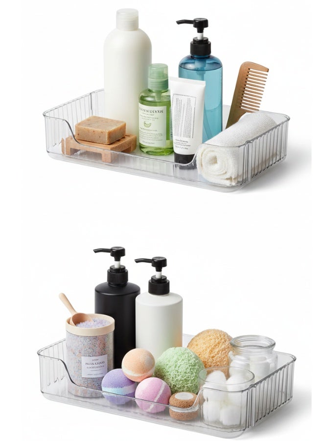 Two-Piece Clear Acrylic Organizer – Space-Saving Shelf for Kitchen and Bathroom Essentials, Cosmetics, Perfumes, Spices and Utensils – 30 × 17 cm - Image 1