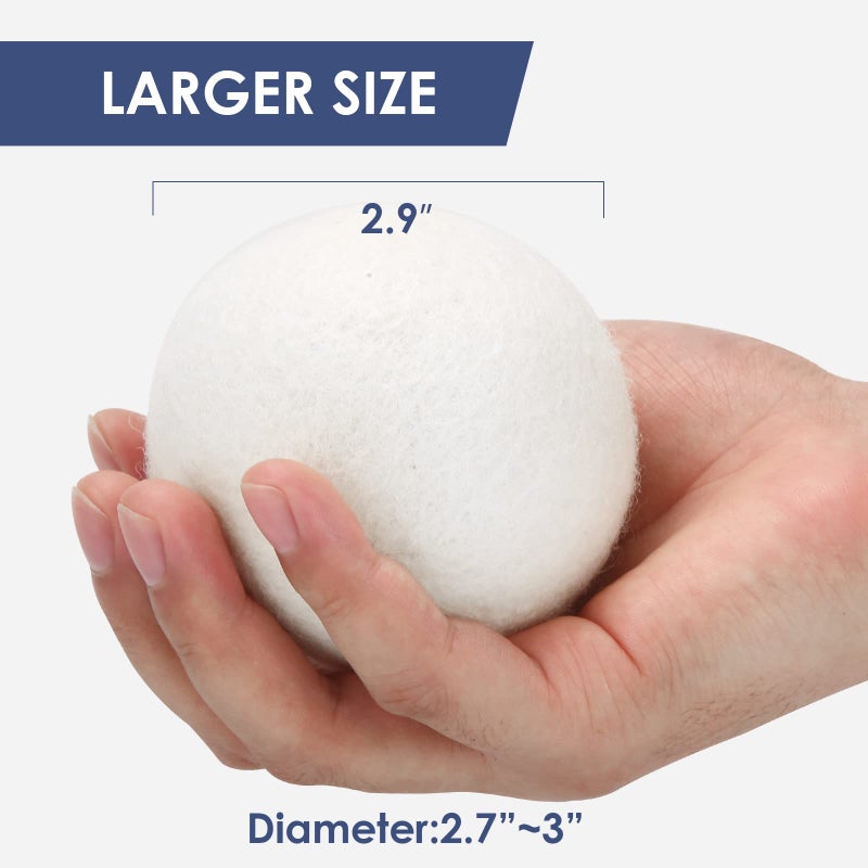 Softkomfyy Wool Dryer Balls Handmade 3 Pack XL,Organic Laundry Dryer Balls,100% New Zealand Wool Natural Fabric Softener,Reusable 1000 Loads,Wrinkles Free, Shorten Drying Time,Baby Safe (3 Pack,White) - Image 3