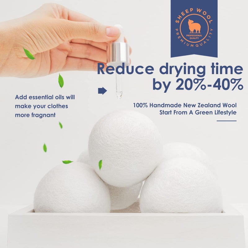 Softkomfyy Wool Dryer Balls Handmade 3 Pack XL,Organic Laundry Dryer Balls,100% New Zealand Wool Natural Fabric Softener,Reusable 1000 Loads,Wrinkles Free, Shorten Drying Time,Baby Safe (3 Pack,White) - Image 5