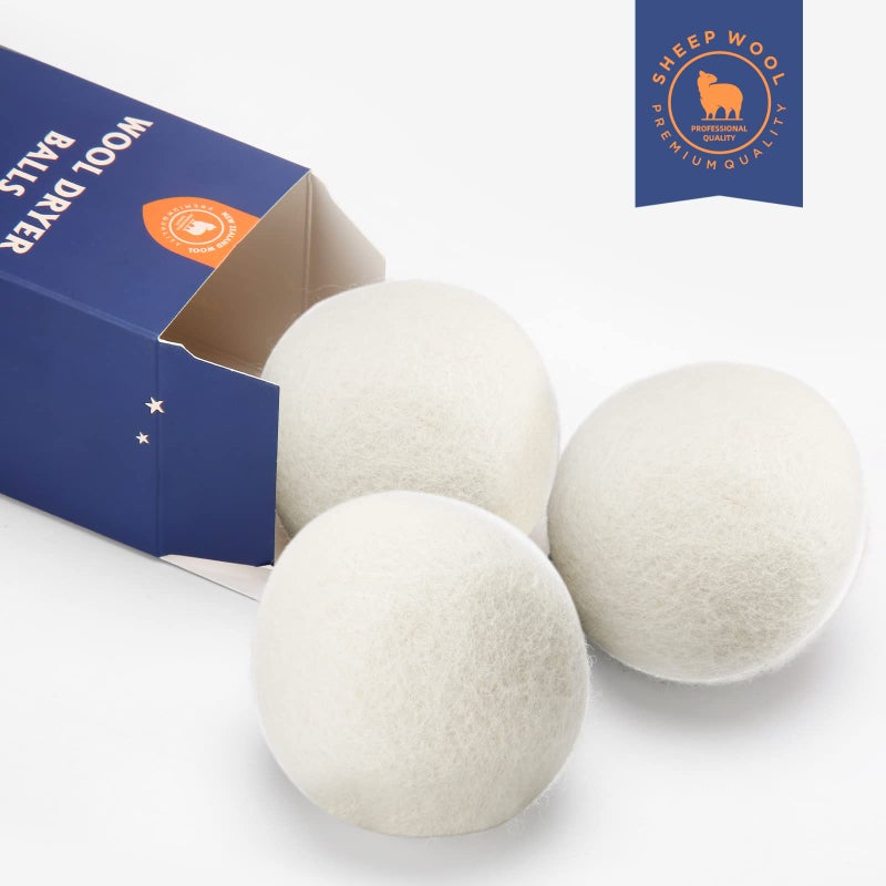 Softkomfyy Wool Dryer Balls Handmade 3 Pack XL,Organic Laundry Dryer Balls,100% New Zealand Wool Natural Fabric Softener,Reusable 1000 Loads,Wrinkles Free, Shorten Drying Time,Baby Safe (3 Pack,White) - Image 2
