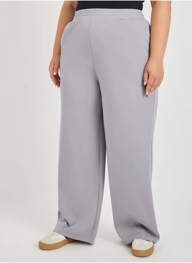Styli Styli Plus Size Solid Wide Leg Joggers