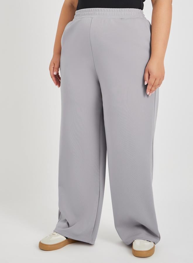 Styli Styli Plus Size Solid Wide Leg Joggers  - Image 2