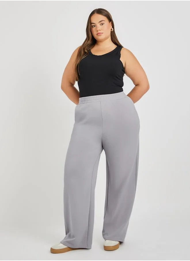 Styli Styli Plus Size Solid Wide Leg Joggers