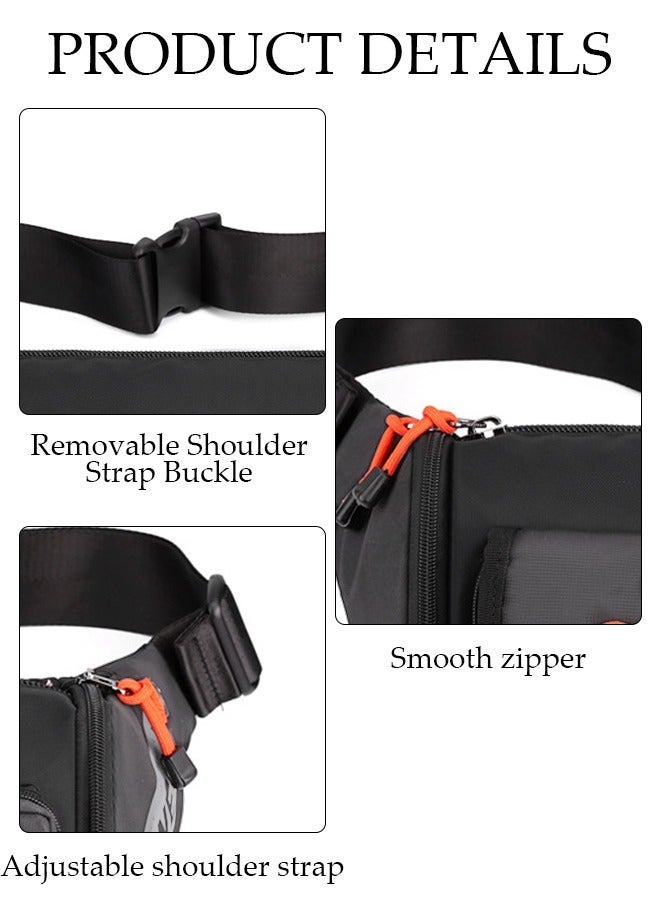 DUNISO Compact Waist Bag for Men Waterproof Crossbody Bag Multipurpose Chest Shoulder Bag with Buckle Multi-pocket Everyday Carry Bag Sling Bag for Travel Work Sports - Image 3