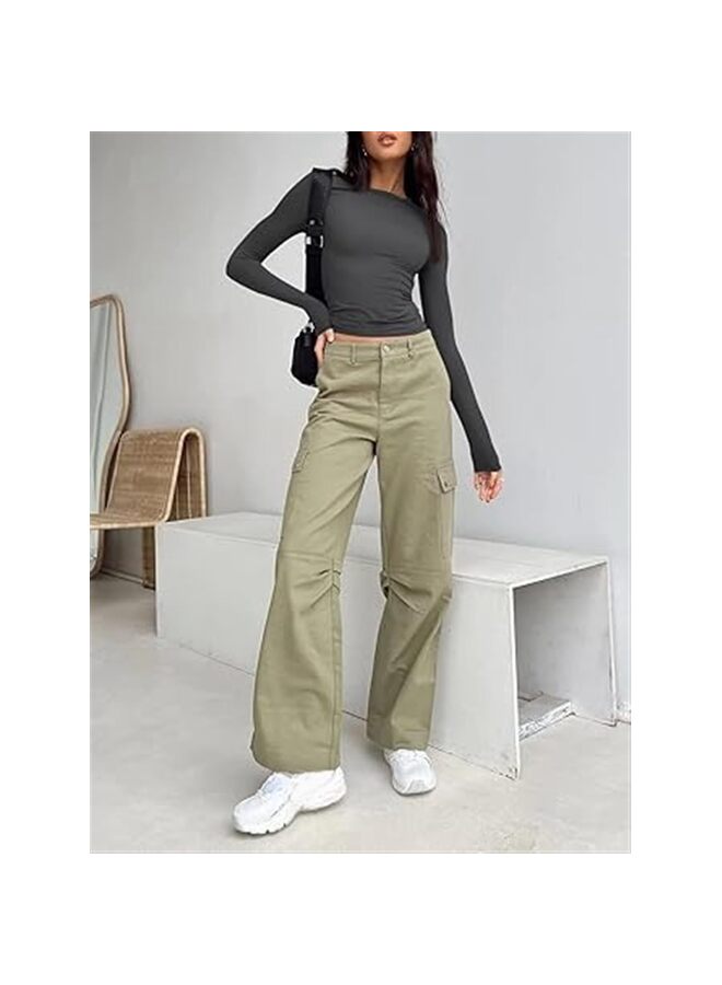 3 قطع - قمصان نسائية بأكمام طويلة وقمصان قصيرة أساسية للخروج في أزياء الخريف وملابس داخلية ضيقة وقمصان Y2K (اللون: رمادي) - Image 3