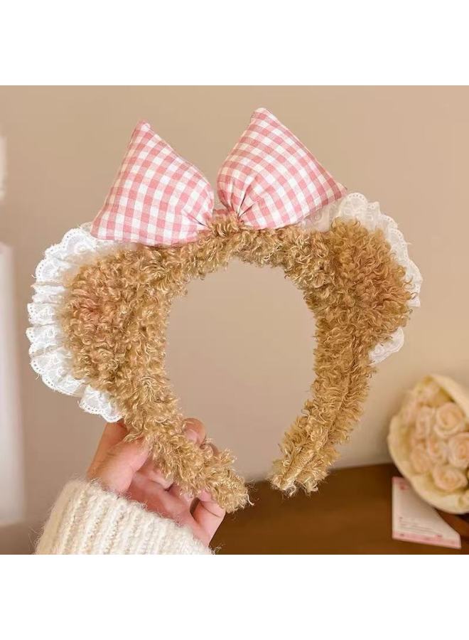 Animal Ear Headbands Coffee blush knot Halloween Costume Accessories Cute Fancy Headwear for Girls & Women - Image 1