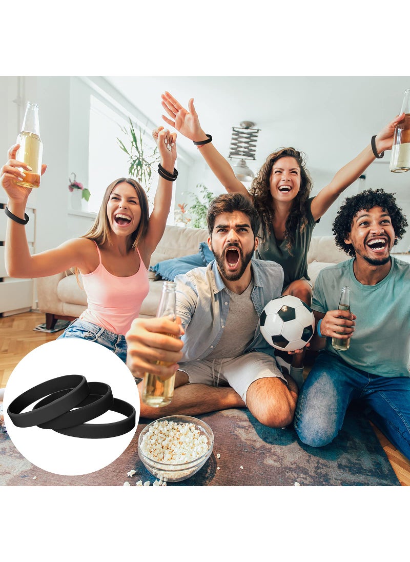 Jovitec JOVITEC 12 Pieces Rubber Bracelets, Solid Color Silicone Wristbands, Multi-Pack Blank Wristbands Bracelets for Events Rubber Bands Party (Black)  - Image 2
