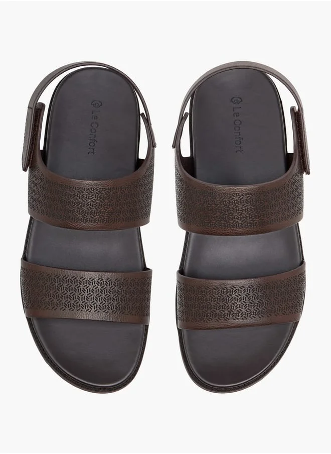 لو كونفورت Men's Textured Sandals with Hook and Loop Closure