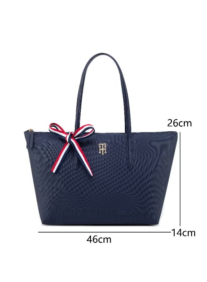 Tommy Hilfiger Denim Tommy Hilfiger Women's Tote Bags, Classic Fashion Versatile Signature Tape Large Capacity Shoulder Bag Handbag for Travel, Work, Gym, - Image 3