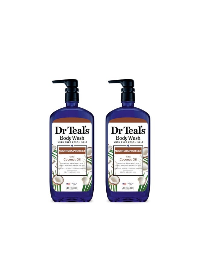Dr. Teals Dr. Teal's Epsom Salt Body Wash  with Coconut Oil, 710Ml Pack of 2