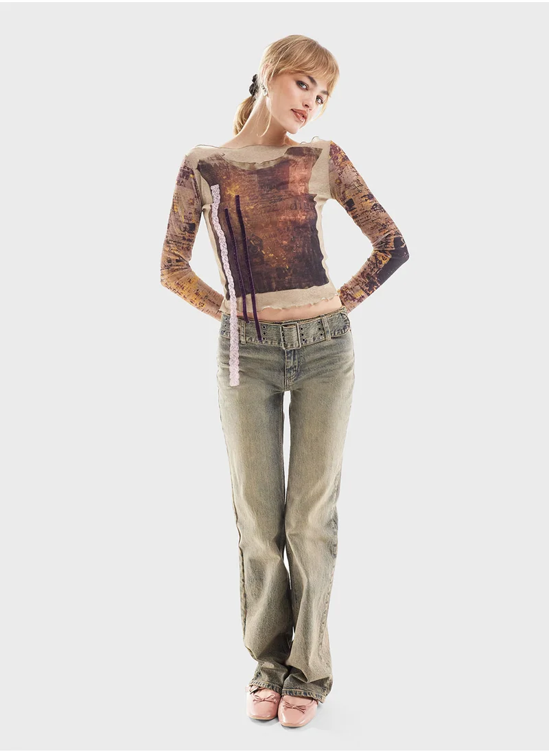 ريكلايمد فينتدج Printed Double Layered T-Shirt