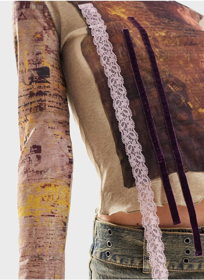 ريكلايمد فينتدج Printed Double Layered T-Shirt
