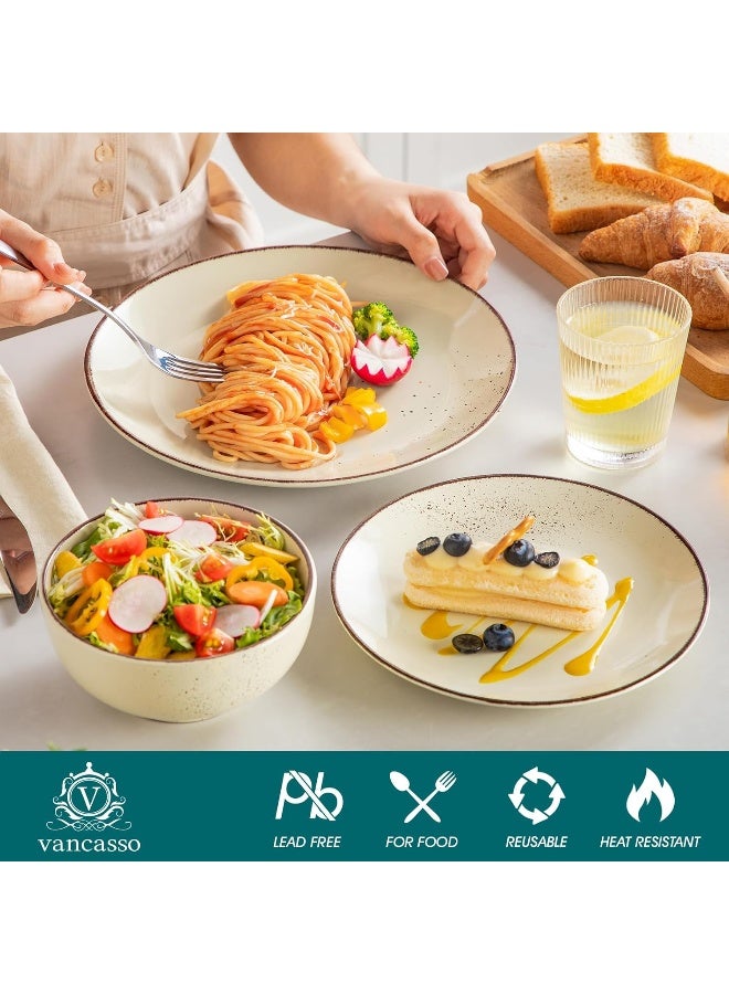 vancasso vancasso Navia Dinnerware Sets Stoneware Plates and Bowls Sets Dinner Salad Dessert Plates and Cereal Bowls Set Dishes Set for 4 Spray Spot Patterned MultiColor  - Image 3