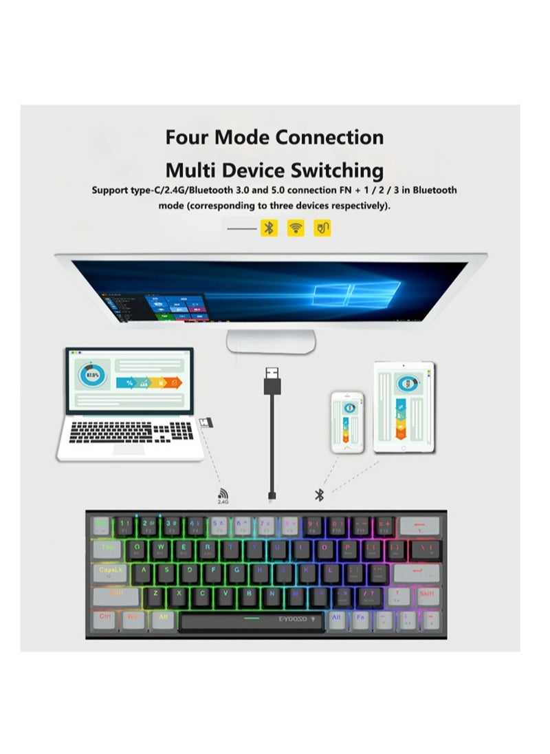 E-YOOSO Z-11 61 Keys Mechanical Gaming Keyboard,Blue Switch 60% Wired Compact Keyboard,RGB Backlit and Metal Panel for Windows,Mac OS-Black Grey  - Image 4