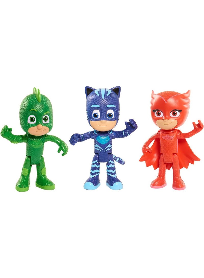 PJ Masks 3-Pack Action Figures – Catboy, Owlette & Gekko Toy Set | Poseable Superhero Characters for Kids & Toddlers | Durable Cake Toppers & Party Decoration | Collectible Role Play Gift for Boys & Girls 3+ | Nighttime Heroes Trio - Image 2