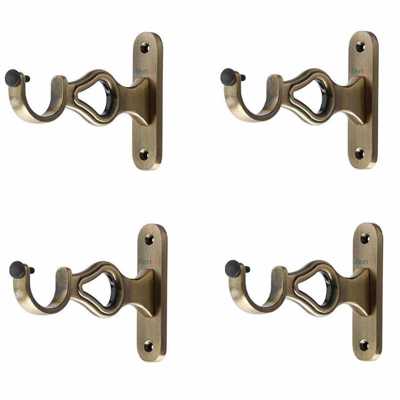Ferio Zinc Curtin Brackets/Holders for Door and Window 1 Inch Rod Size Brass Antique Set of 2 (Pack of 4) for Curtain Accessories - Image 5