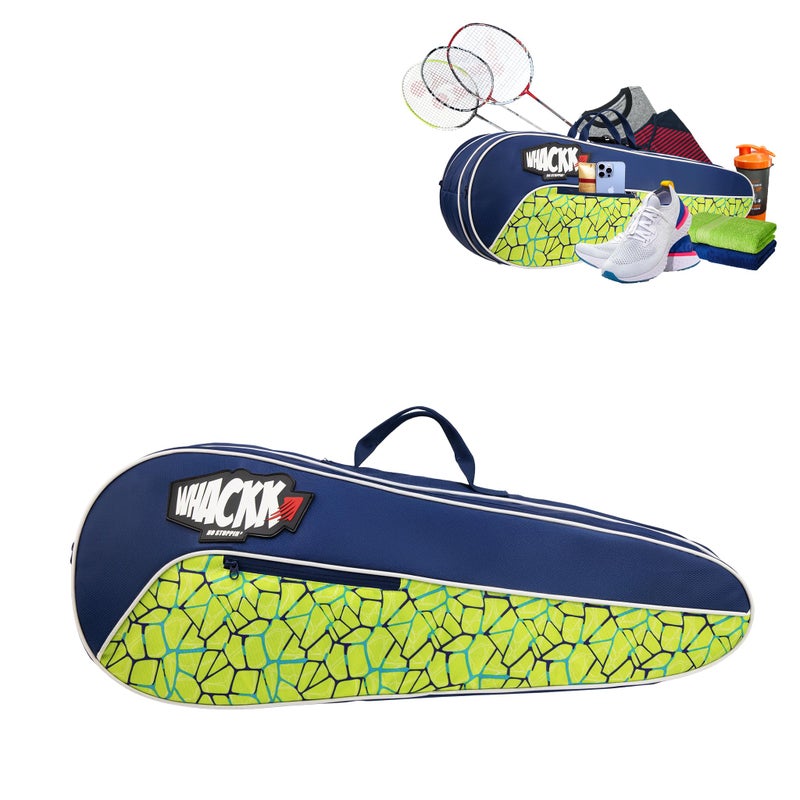 WHACKK Team Navy Blue Green Printed 45L Tennis Badminton Squash Equipment Cover Kit Bag 3 Big Compartments 4T 6B Racket | Backpack & Duffel - Image 4