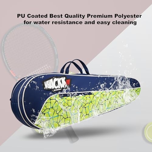 WHACKK Team Navy Blue Green Printed 45L Tennis Badminton Squash Equipment Cover Kit Bag 3 Big Compartments 4T 6B Racket | Backpack & Duffel - Image 2