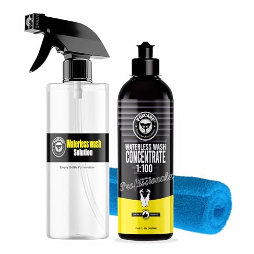 Foxcare Waterless Car Wash Kit 450ml | 100X Concentrate Car Cleaning Spray with Empty Spray Bottle & Microfiber Cloth | No Water Car Wash, Scratch-Free Cleaning, High Gloss Finish for Cars & Bikes - Image 1