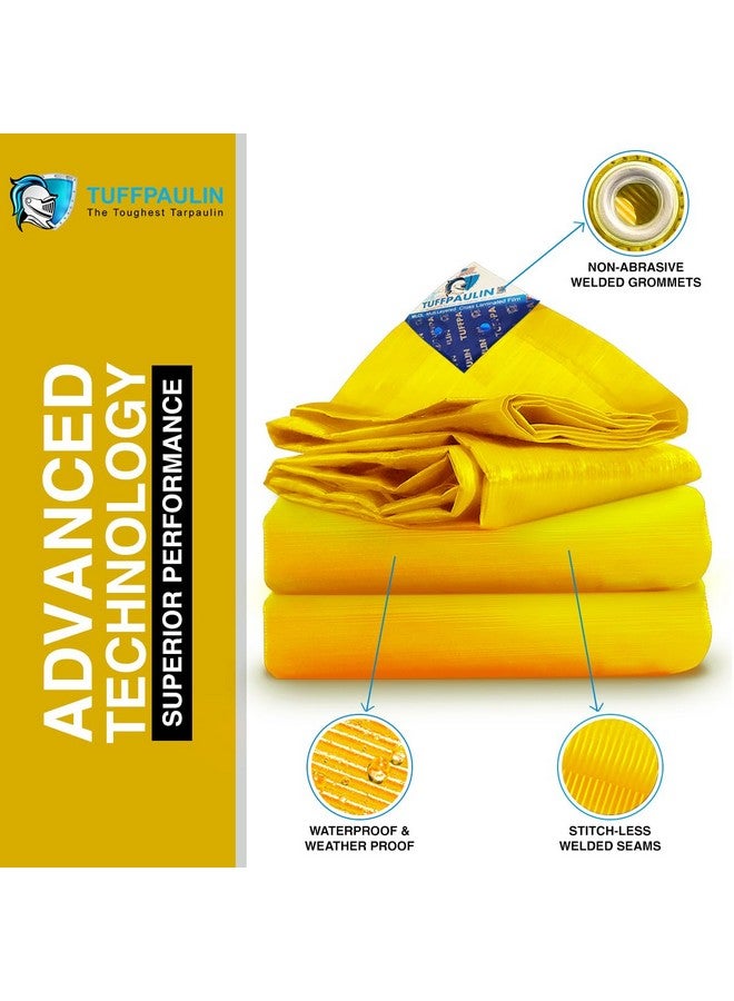 TUFFPAULIN TUFFPAULIN Plastic 9Ft X 12Ft 120 Gsm Yellow Tarpaulin Tirpal Tadpatri Tharpai Thadika, Extra Strong, Reinforced Eyelets, Uv Resistant, 100% Waterproof Virgin, 6 Layer Mlcl 3D Rib Technology-1 No.  - Image 4