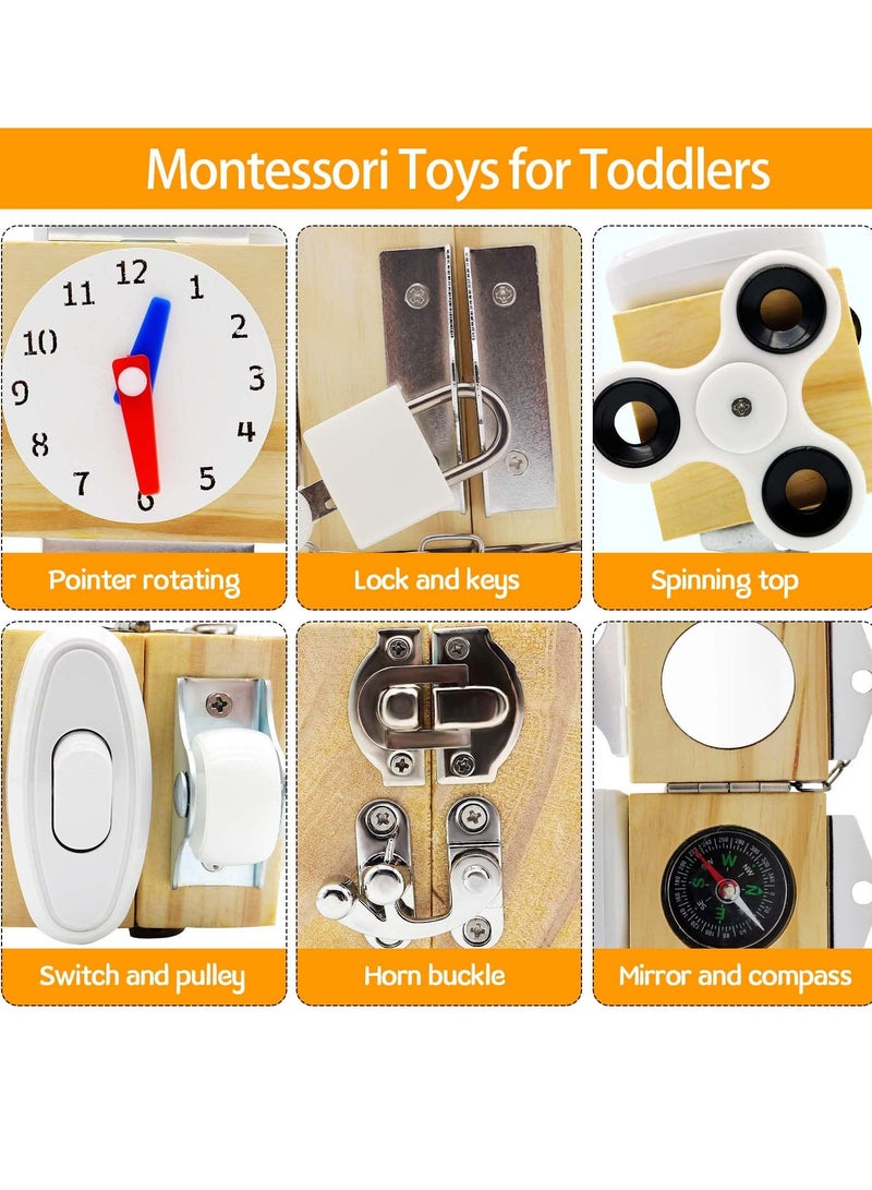 Sensory Busy Cube for Toddlers Travel Fidget Toy Educational Montessori Learning for Kids 1-3 Years Old - Image 3