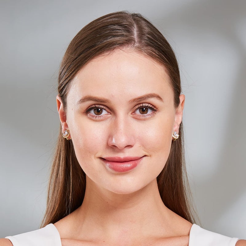 YOQUCOL أقراط يوكيكول اللامعة 8 مم من زركونيا مكعبة كريستالية قابلة للتعليق على الأذن، ذهبية، غير مثقوبة، للنساء - Image 3