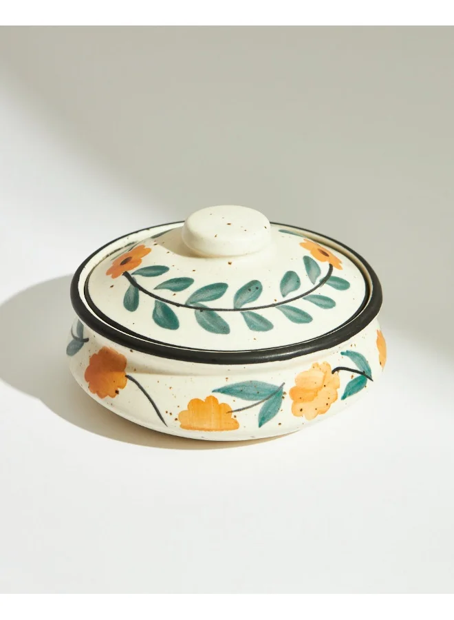 Chumbak Marigold Casserole | Handpainted Stoneware