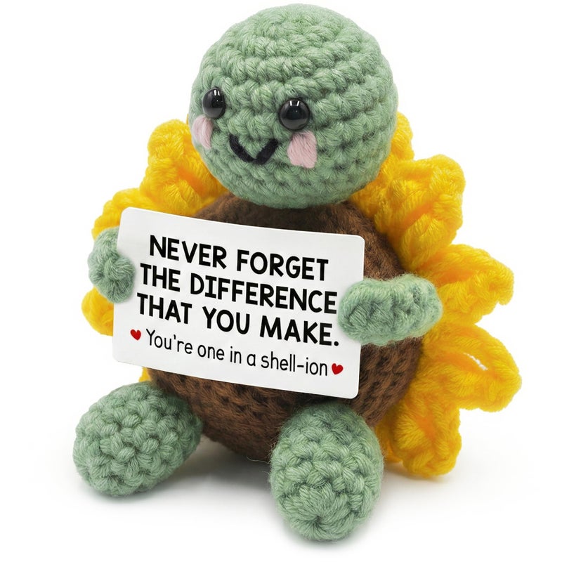 TEEBIM Thank You Gifts for Women - Galentines Valentines Gifts for Coworkers, Boss, Manager, Office, Teacher, Nurse - Never Forget The Difference You Make Inspirational Positive Support Turtle Crochet - Image 1