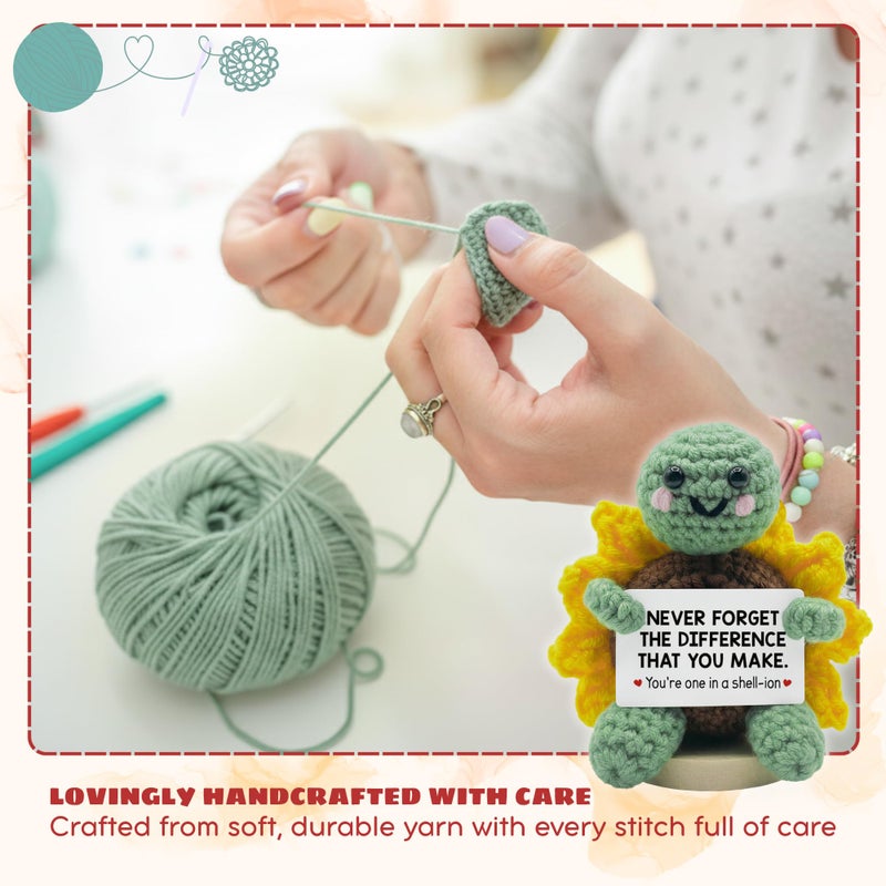 TEEBIM Thank You Gifts for Women - Galentines Valentines Gifts for Coworkers, Boss, Manager, Office, Teacher, Nurse - Never Forget The Difference You Make Inspirational Positive Support Turtle Crochet - Image 3