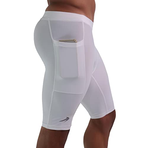 CompressionZ Compression Shorts Men Performance Baselayer| Athletic, Running, Biking All Sports Men's Underwear for Workout W/Pockets White X-Large - Image 1