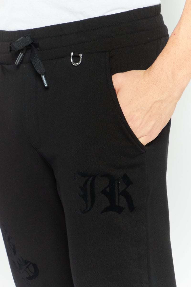 JOHN RICHMOND سروال رياضي للرجال، مناسب للتدريب، بنطلون جوجر، أسود - Image 3