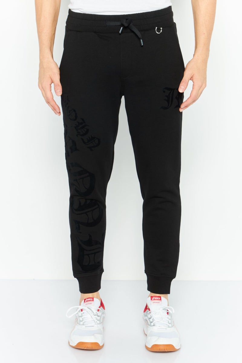 JOHN RICHMOND سروال رياضي للرجال، مناسب للتدريب، بنطلون جوجر، أسود - Image 1